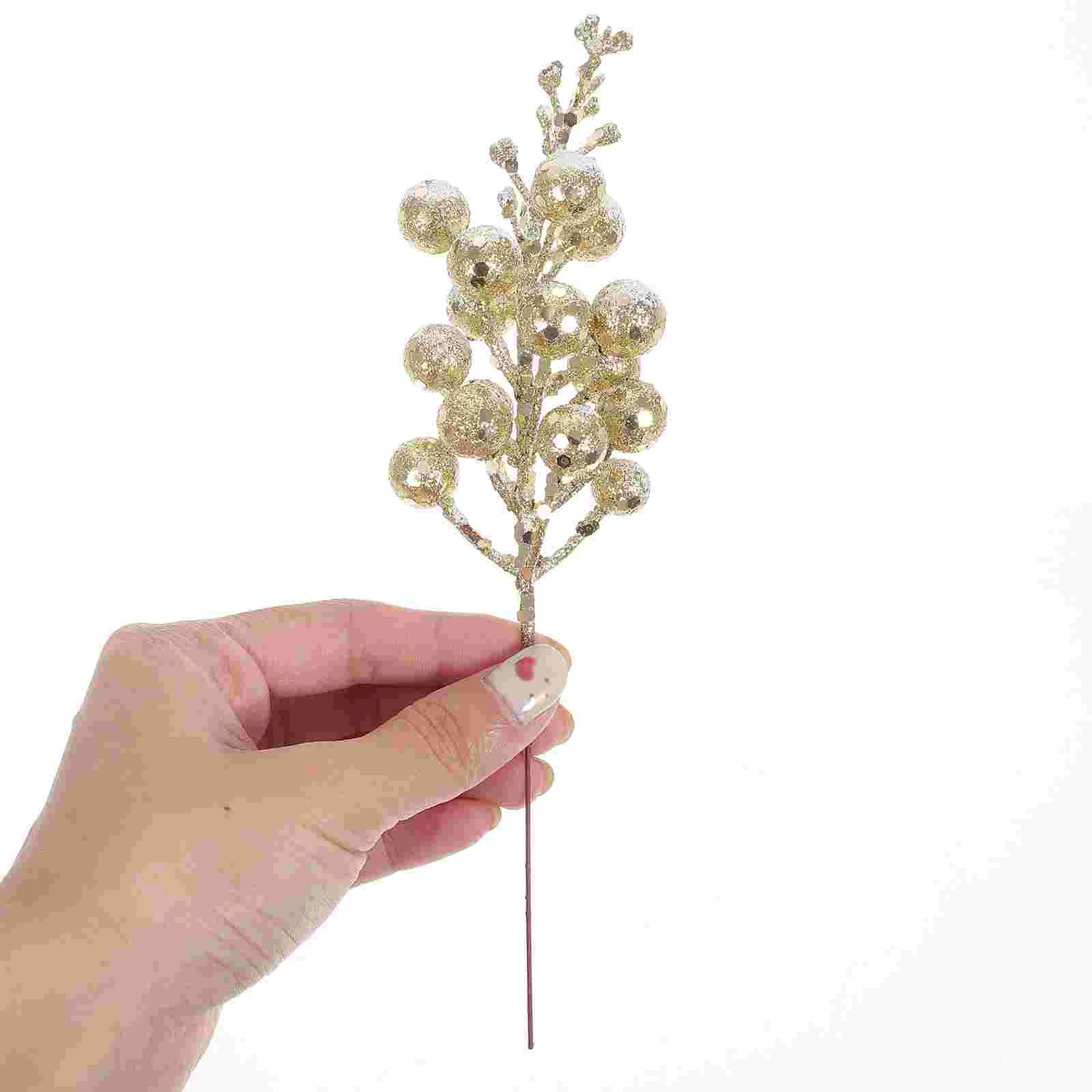 10 Pcs Candies Christmas Tree Imitation Berries Picks Vase Decor Silver Wreath Fake Berry Decorations Office Man