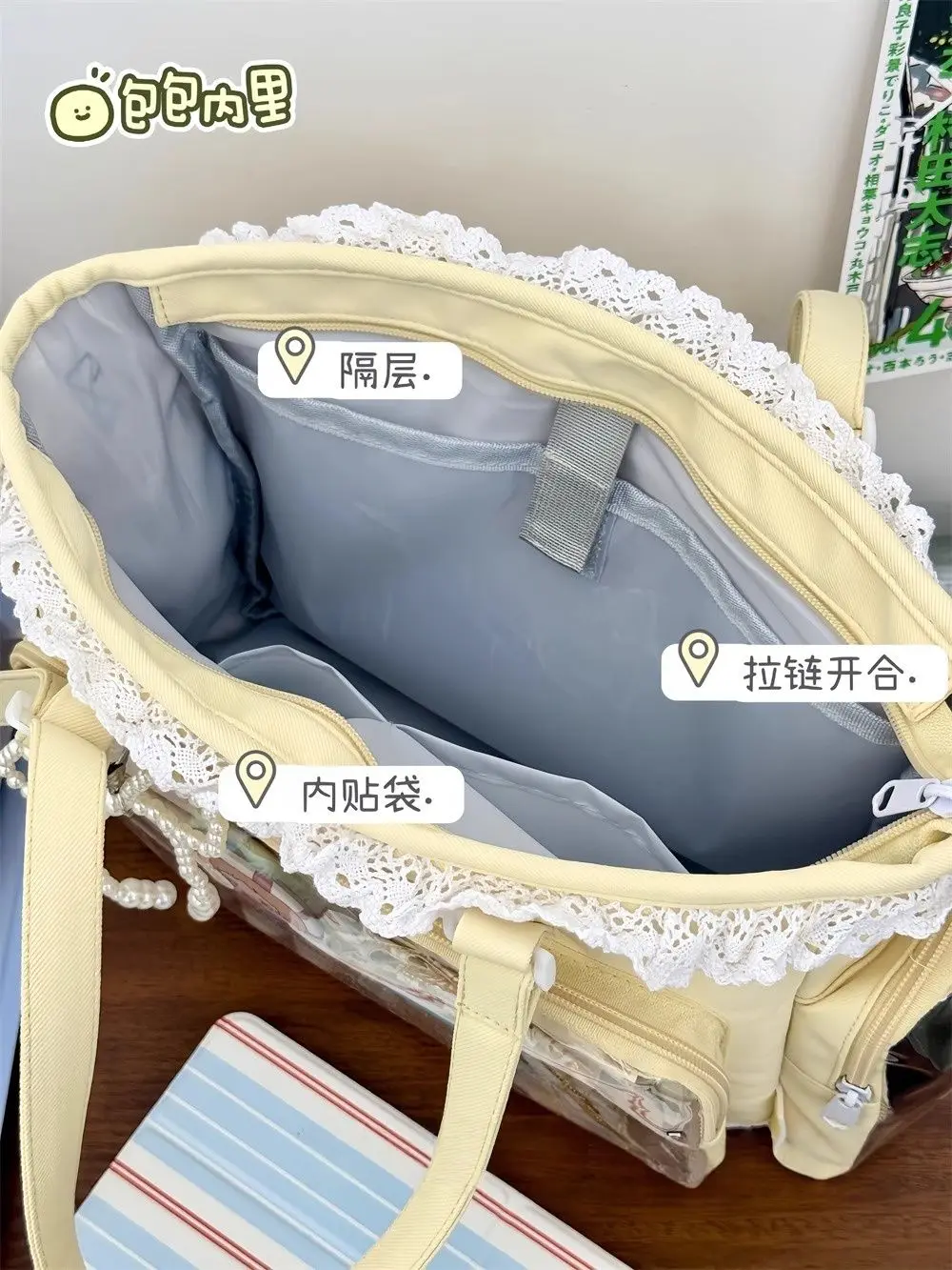 Japanische Ins Mädchen Weiche Mädchen Umhängetasche Y2K JK Uniformen Transparent Ulzzang Ita Tasche Student Pendeln Einkaufstasche – Detail 3