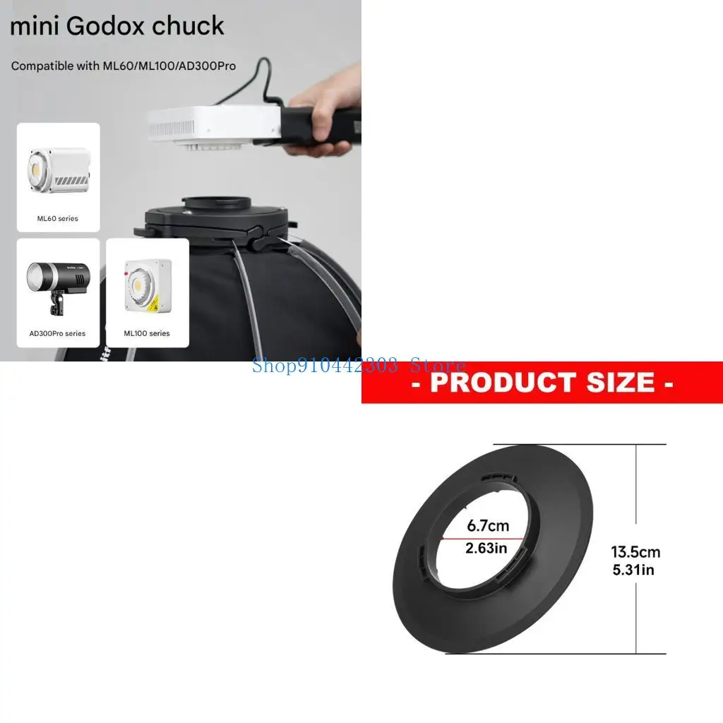 652F ABS Clamp Adapter For ML100 ML60 Studio Lights AD300Pro Mount Easy Installation