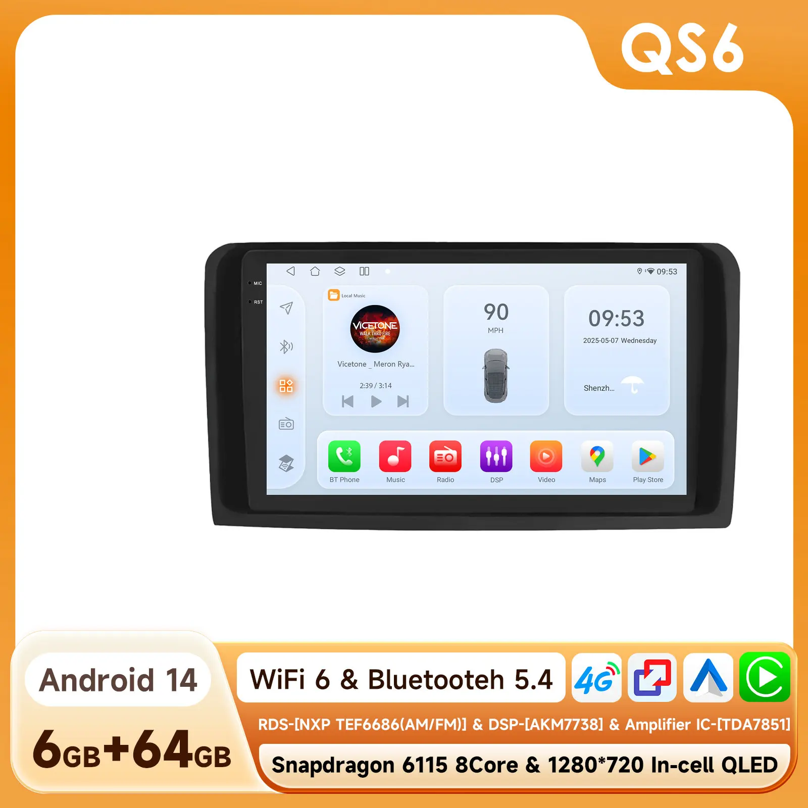 Android autoradio voor Mercedes ML W164 X164 ML350 ML300 GL500 ML320 ML280 GL350 Carplay GPS 360Cam 6115 Touchscreen