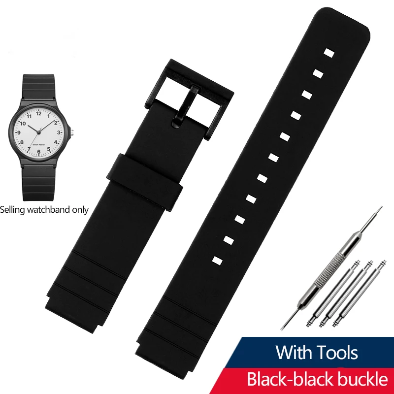 16mm Rubber Black Watch Band Strap For C-asio MQ-24 MW59 MW-240 MQ-71 Bracelet Men Women Silicone Waterproof Sport Watchband