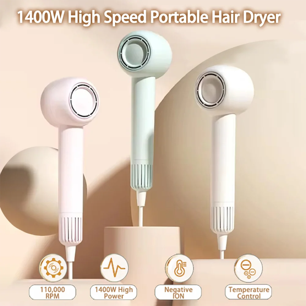 Portable 1400W Hair Dryer Light Weight Negative Ionic Hair Dryer Women High Speed Professional Hair Dryer With Diffuser