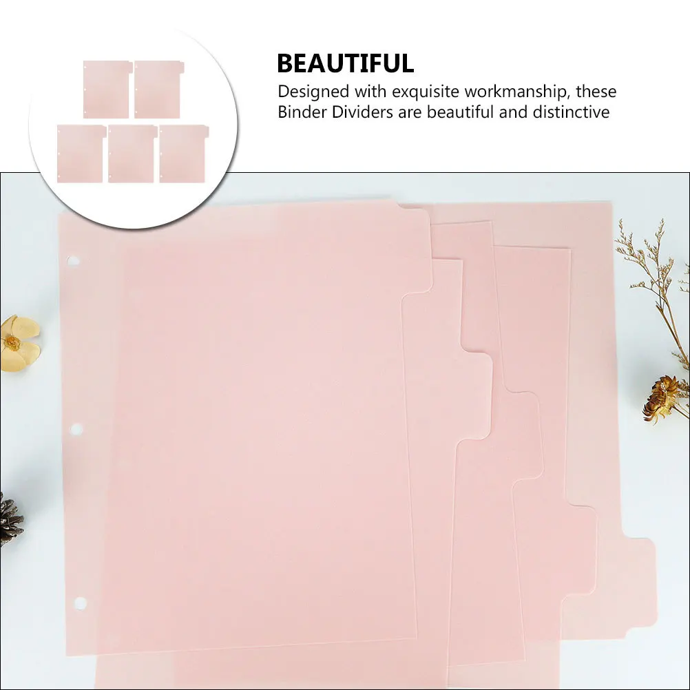

5 Sheets File Dividers for Binder Plastic Binder Dividers Writable Tabs Page Markers for Notebook Journal Report Organization