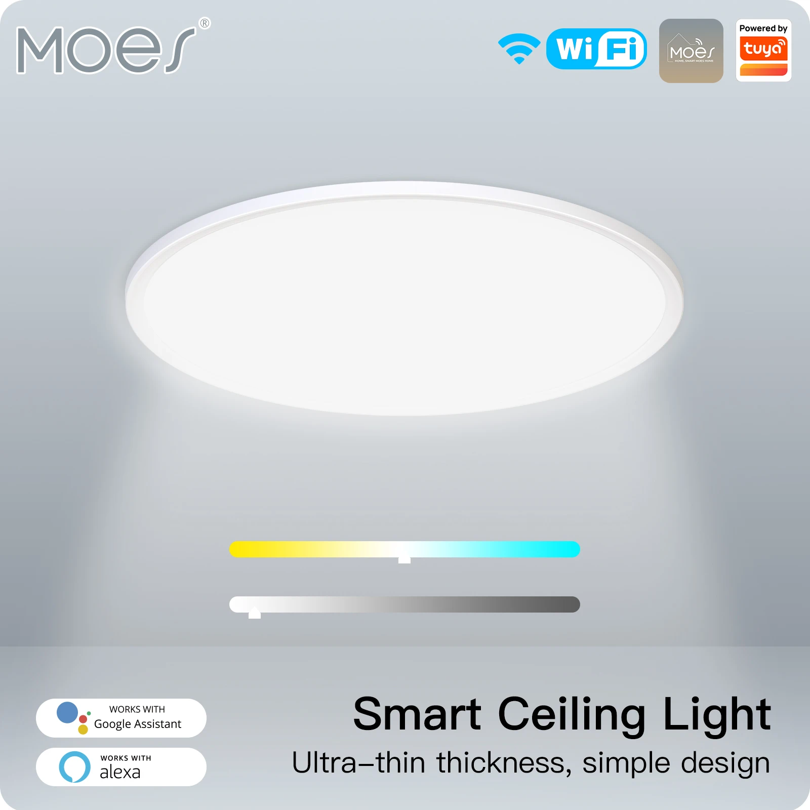 MOES-luz de techo inteligente con WIFI, lámpara LED regulable, ultradelgada, ahorro de energía, RGB, Control remoto por aplicación TUYA, Google y