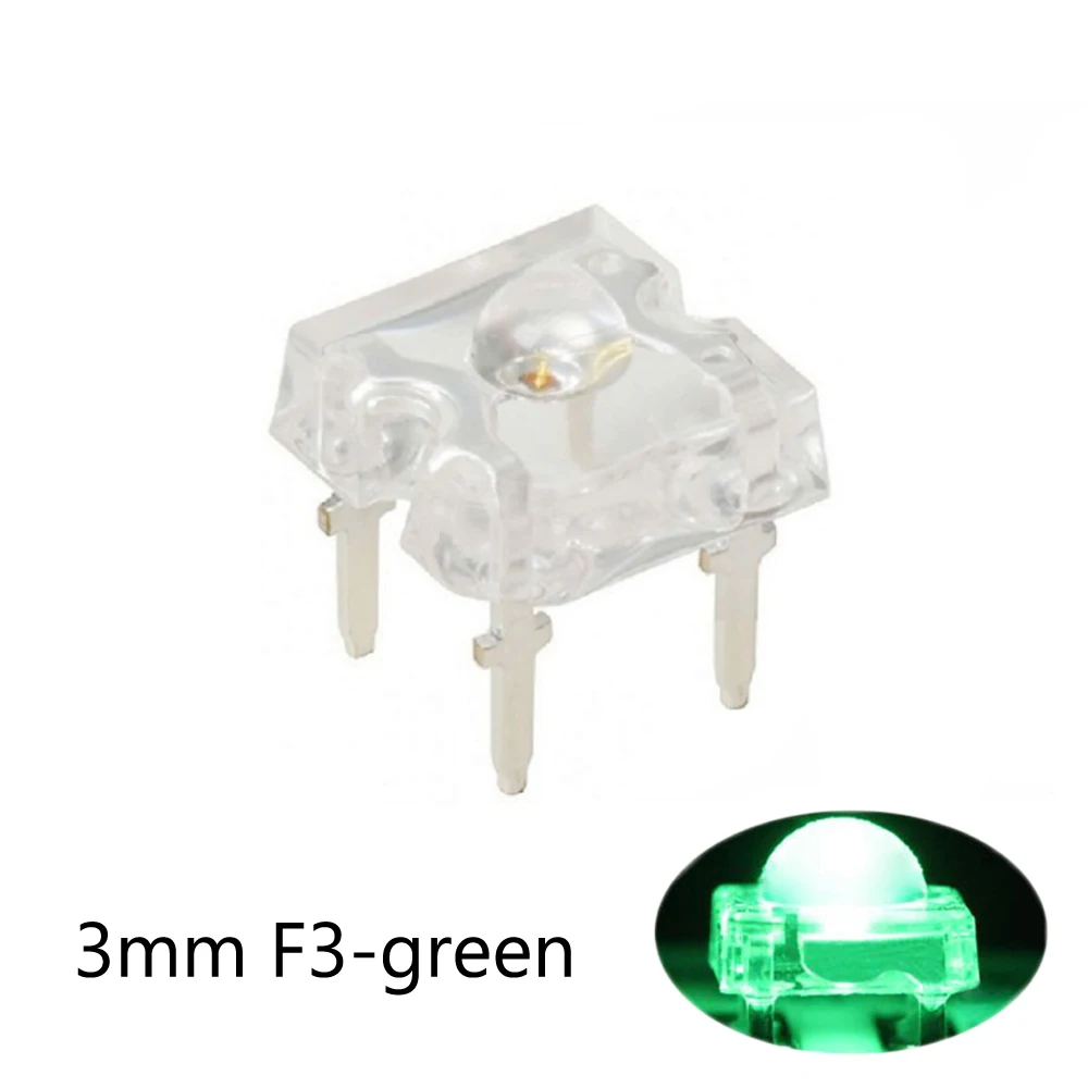 50PCS/lot 3mm F3 Piranha LED White Red Green Blue Yellow 3mm LED Dome Led Lamp Wide Angle Super Bright Leds 4-Pin Diodes Bulb