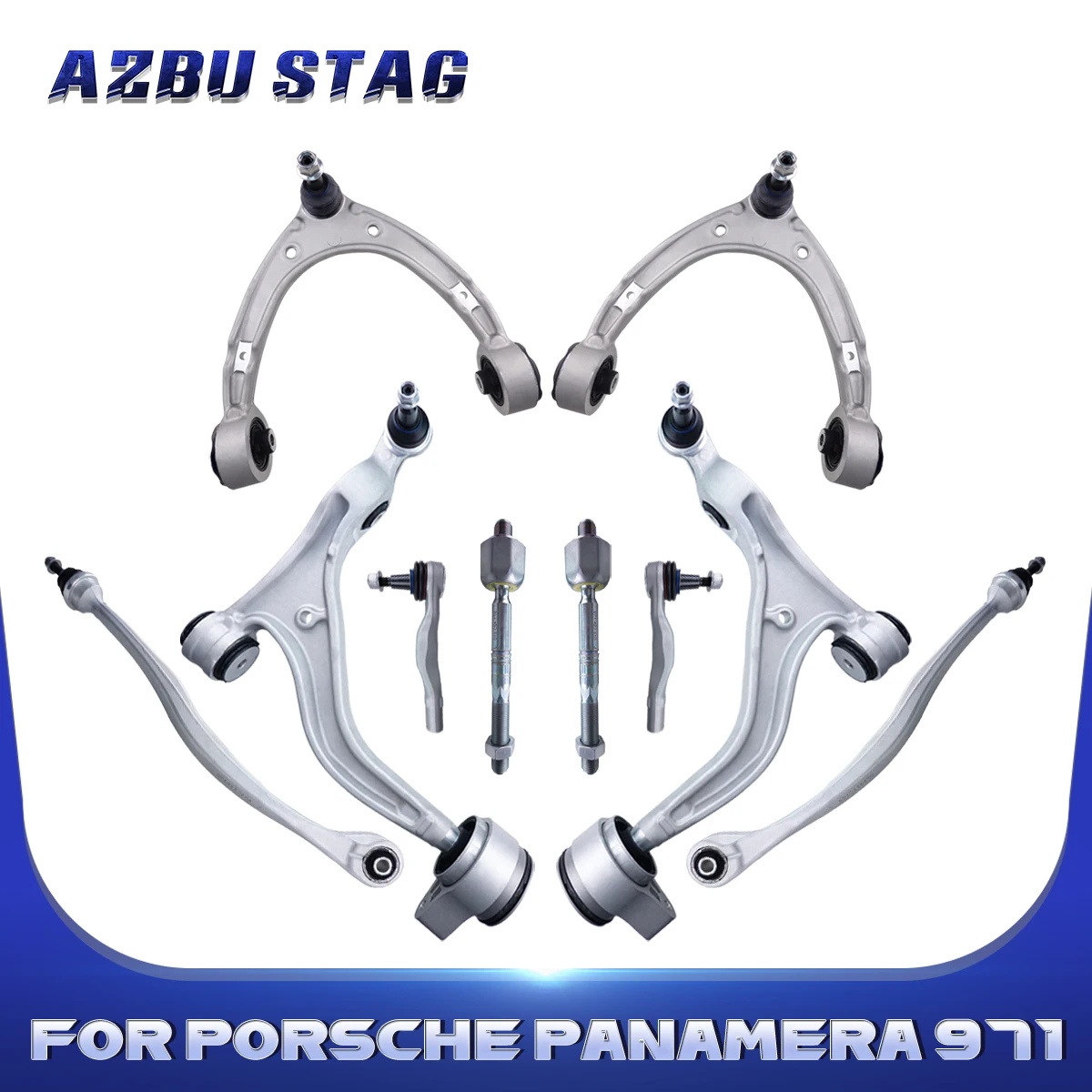 AzbuStag 10Pcs Front Lower Control Arm Sway Bar Link Tie Rod Outer Inner Ball Joint for Porsche Panamera Sport Turis 971 2017