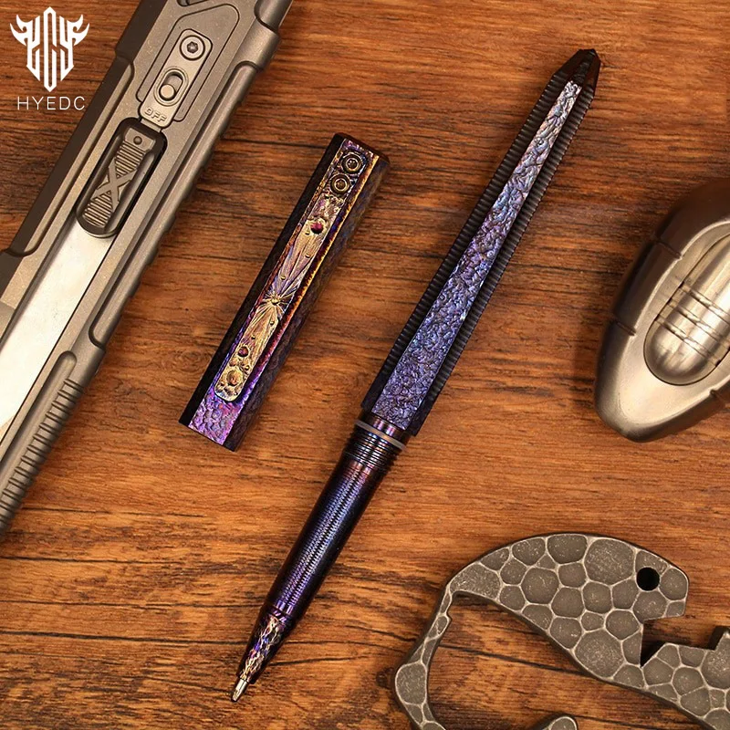 Titanium Alloy Tactical Pen  EDC Hand Carved Star Sky Limited Edition Tungsten Pen Metal Signature Neutral Pen