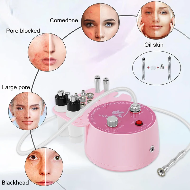 DermDelhi Diamond-Appareil de soins de la peau rose pour l'élimination des points noirs du visage, machine d'hydratation déformable, acné