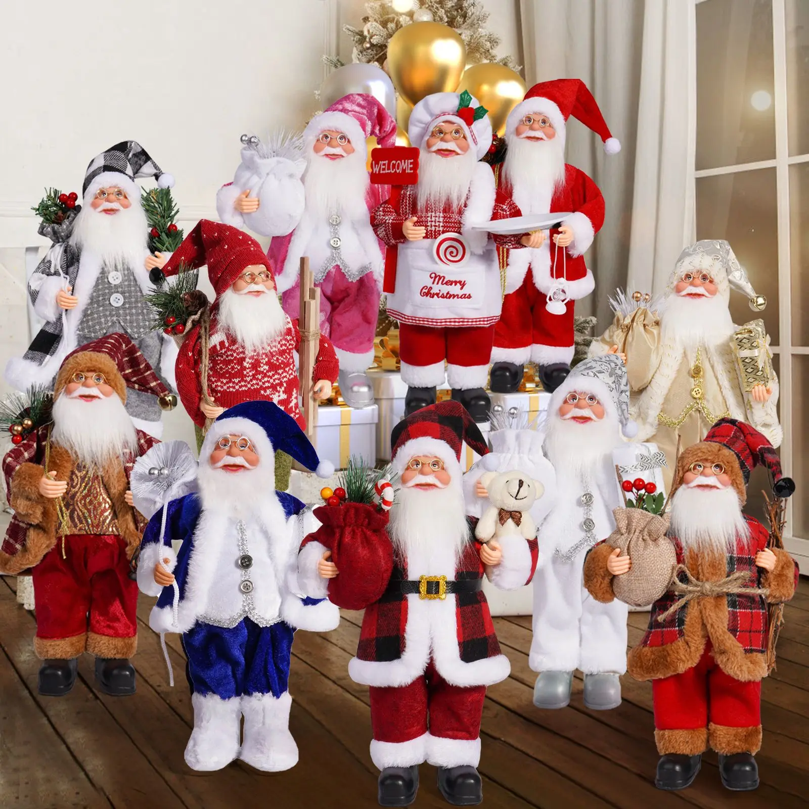 

1~4PCS 2025 Christmas Decoration for Home Santa Claus Plush Doll 30cm Navidad Party Decor Xmas Ornaments New Year Gift