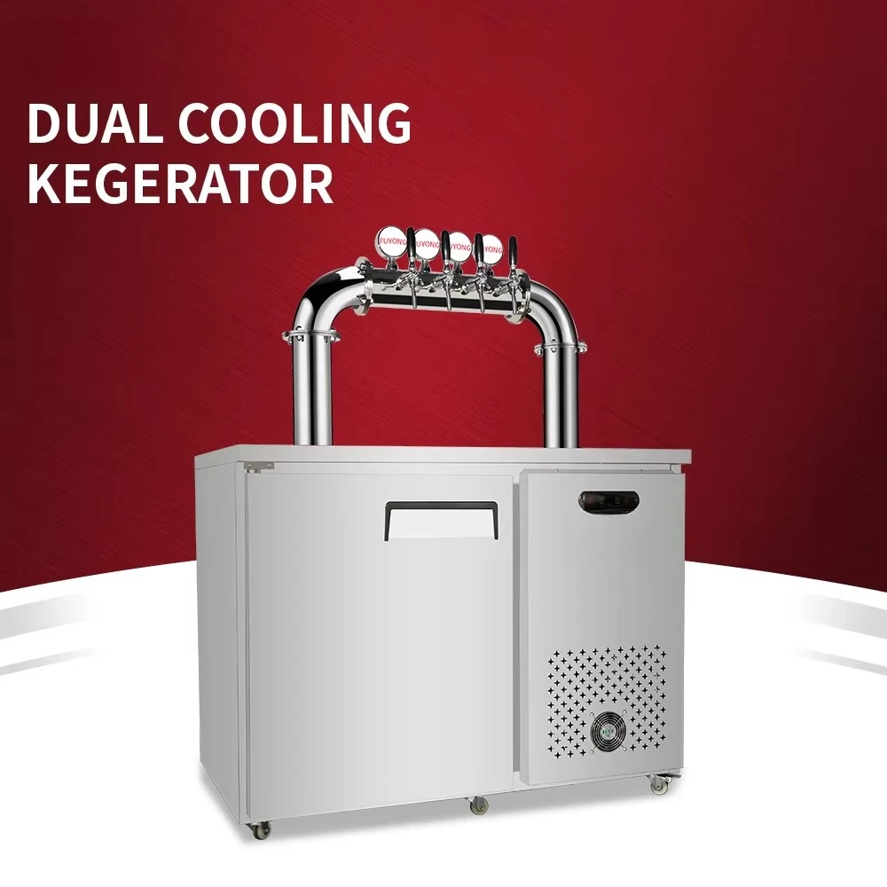Stainless Steel Dual Cooling Draft Beer Machine Cocktail Party Kegerator Dispenser for Beer & Drinks