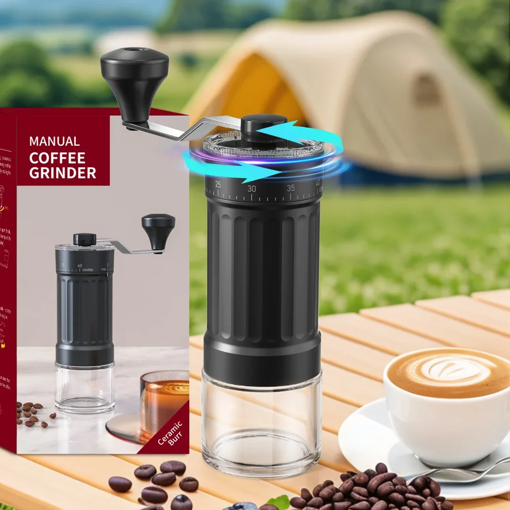 

Portable Hand Coffee Bean Mill with 30g Capacity & Crank,Mini Manual Coffee Grinder with Ceramics Conical Burr & 40 Adjustablex