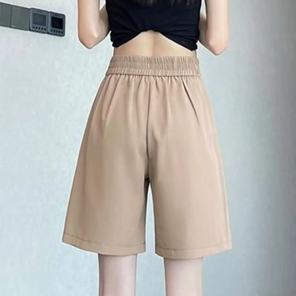 Lady Solid Color Shorts Comfortable Women\'s Summer Shorts with High Waist A-line Design Breathable Fabric for Casual Wear