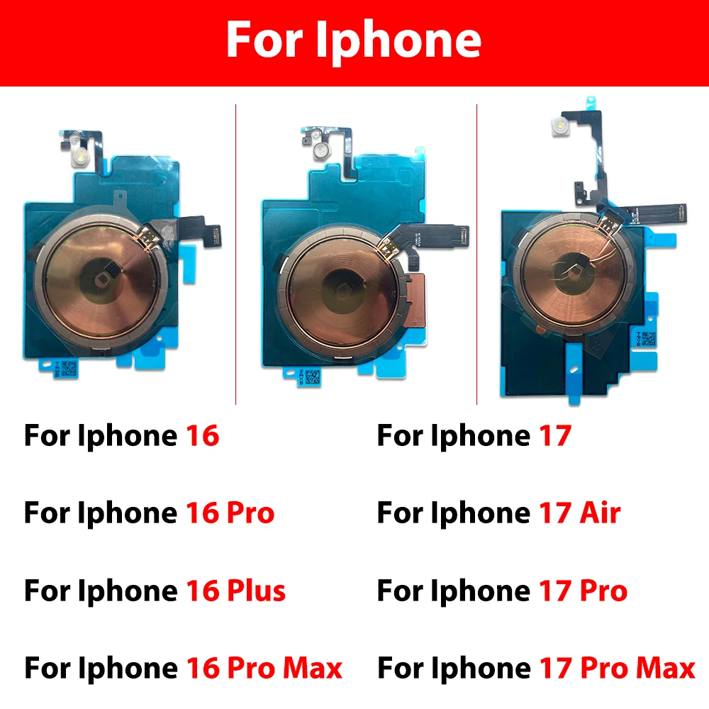 20Pcs/Lot For Iphone 16 Pro Max Plus 17 Air Pro Max NFC Wireless Coil Charging Signal Antenna Cover