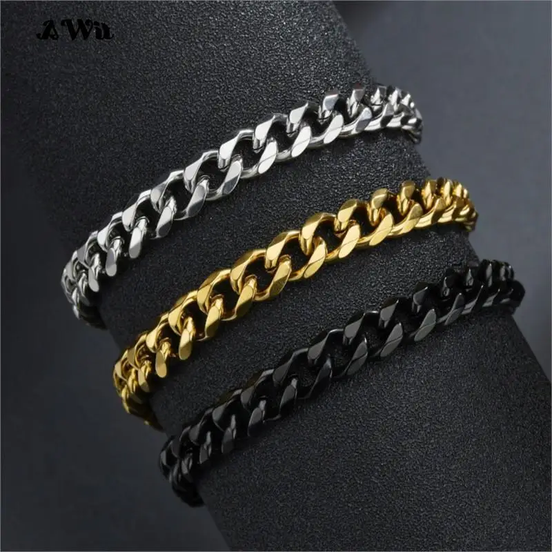 Fashion Stainless Steel Men Curb Cuban Chain Bracelet Women Bracelet On Hand For Couple Unisex Wrist Hand Jewelry Gift Party