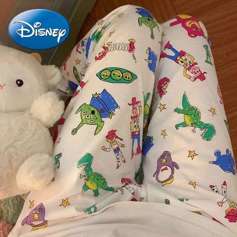 

Disney Anime Toys Story Autumn New Women Long Sleeve Pajama Cartoon Pants Print Casual Soft Loose Winnie The Pooh Children Gifts