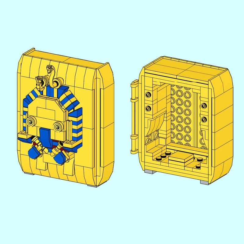 Faraone egiziano Mummia Bara Blocchi di costruzione MOC Creativo Testa quadrata Figure Modello di assemblaggio Puzzle Giocattolo per bambini Ragazzo Regalo di compleanno