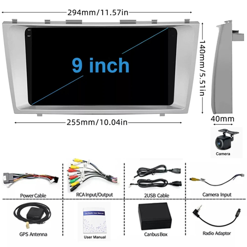 9 ''لتويوتا أوريون 2007-2011 وحدة رأس راديو السيارة نظام تحديد المواقع الوسائط المتعددة Carplay أندرويد 15 نظام الملاحة اللاسلكية الذكي #4