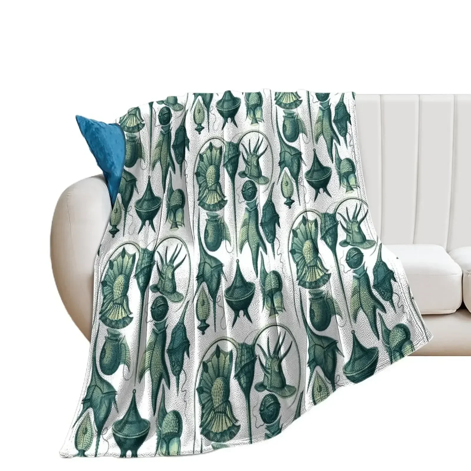 

Ernst Haeckel Peridinea Plankton Teal Throw Blanket Large Fashion Sofas christmas gifts Blankets