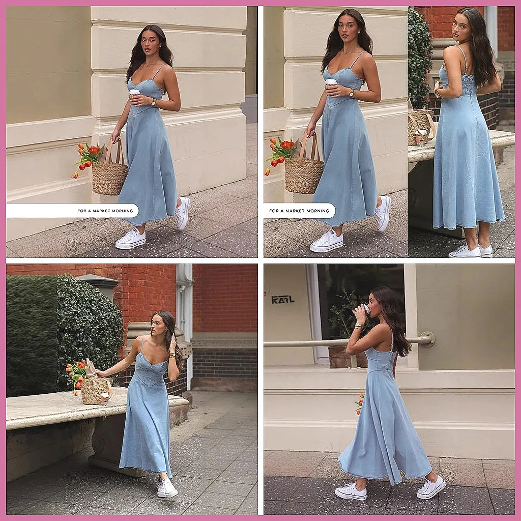 

Women's Spaghetti Strap A-Line Dress: Casual Summer Beach Dress for Holiday & Party