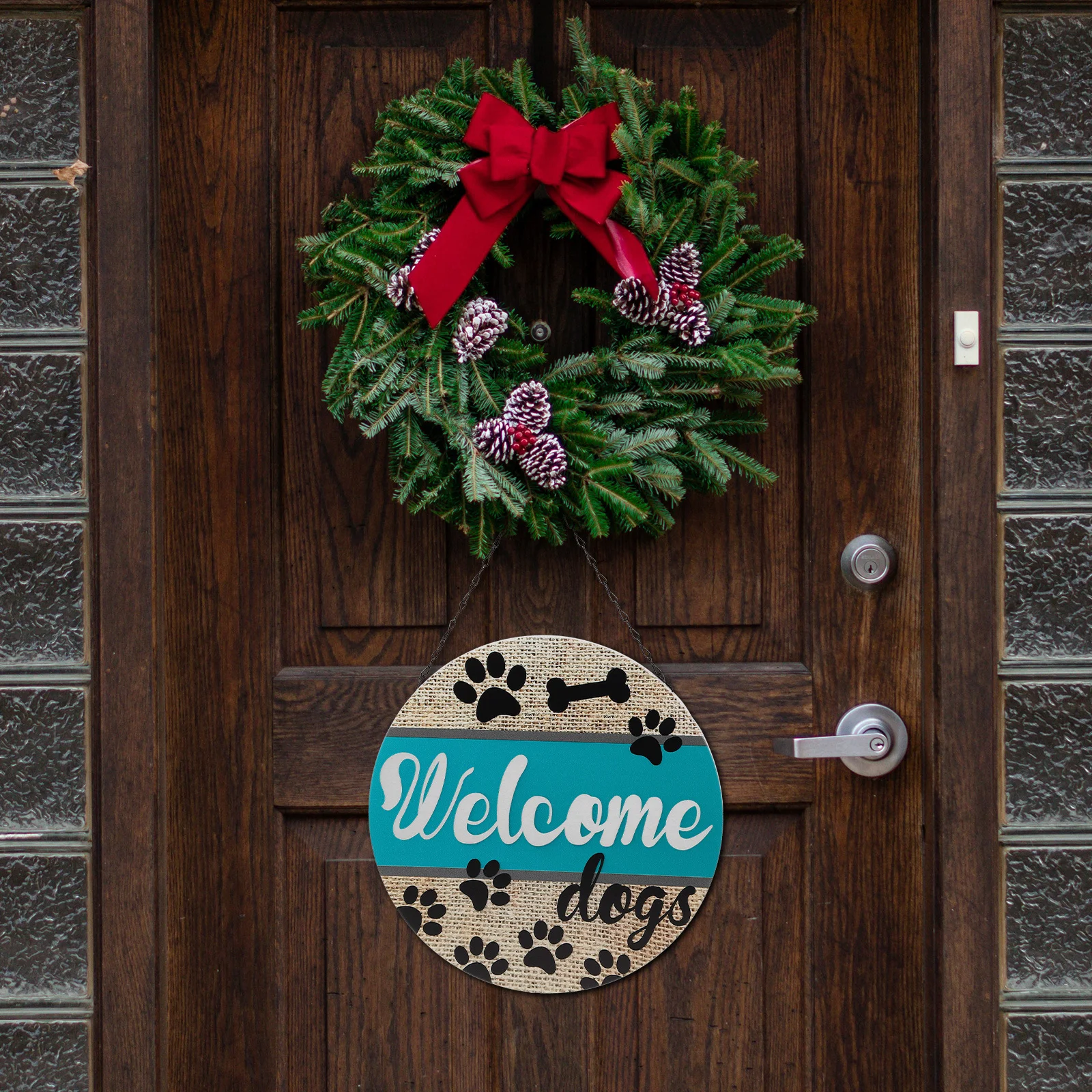 

Vintage Iron Welcome Pendant Rustic Round Wall Decor for Front Door Wear-Resistant Hanging Plaque Shop Home Entrance