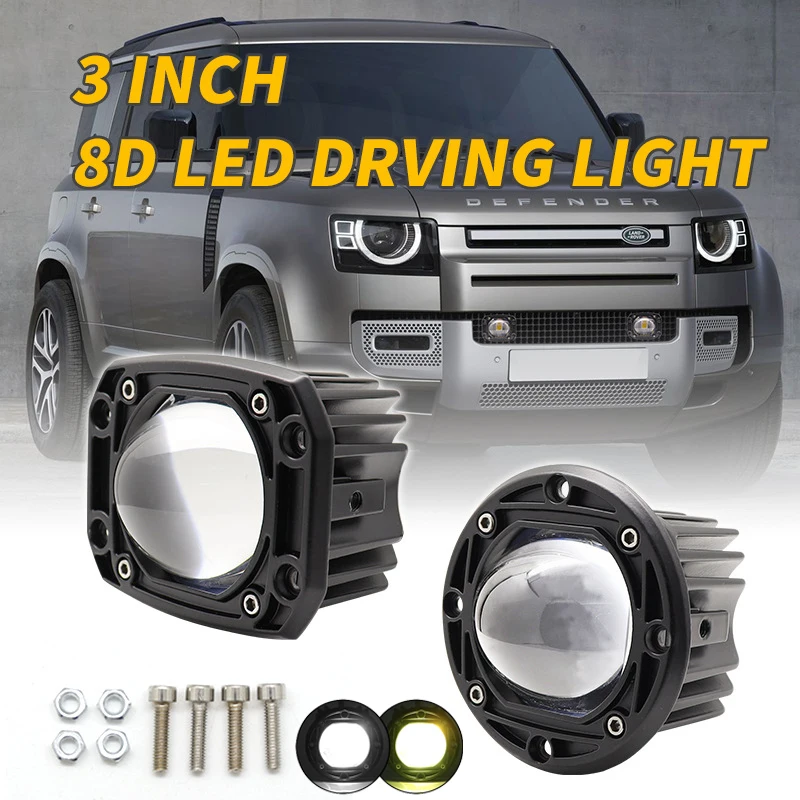 

24V 12V Car DRL Lights LED 3Inch 8D Fog Lens Motorcycle Spotlight Flood Spot Day Running Lamps For Jeep Wrangler Off Road 4x4