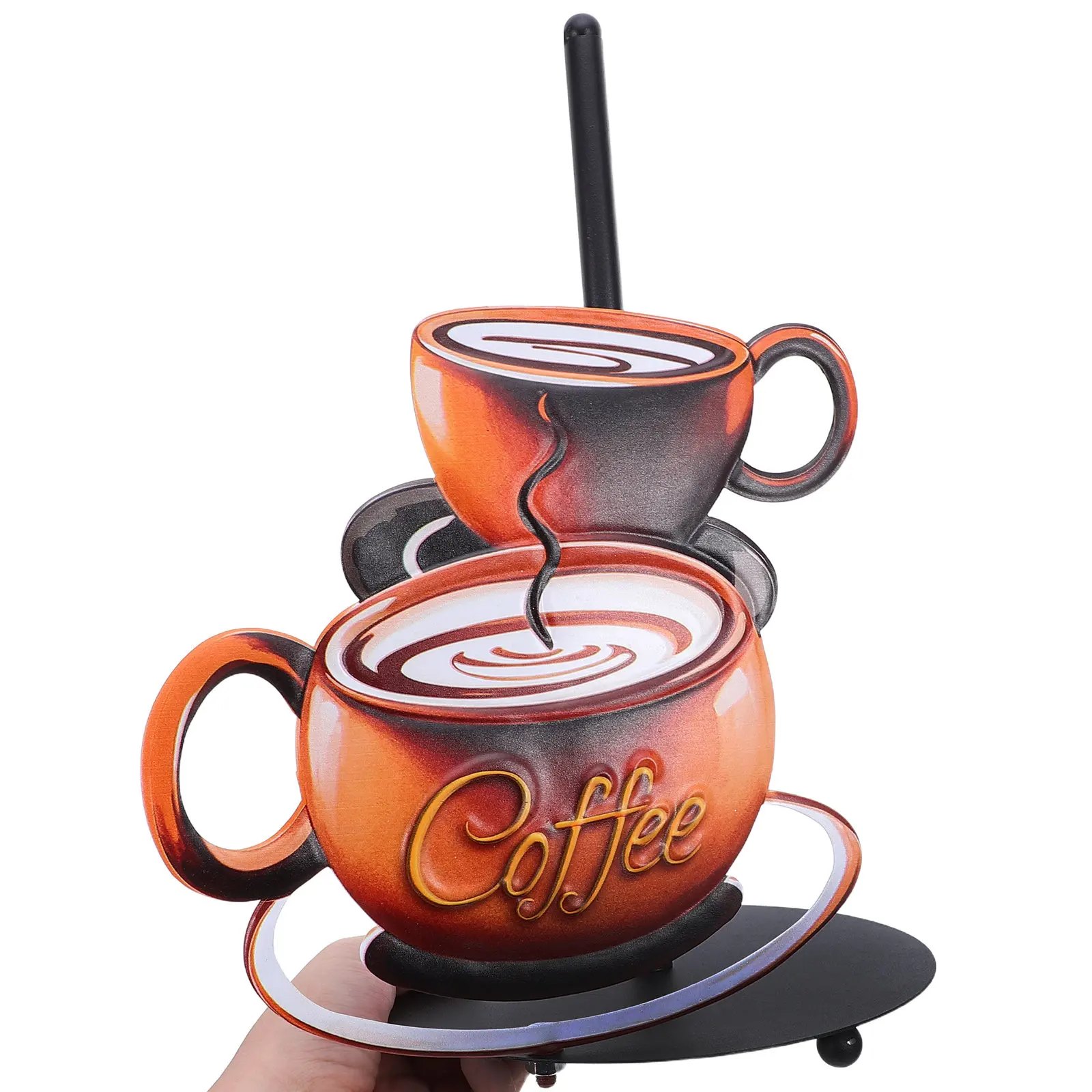 

Standing Vintage Paper Towel Roll Holder Iron Coffee Cup Design Decorative Kitchen Organizer for Countertop Coffee Lovers