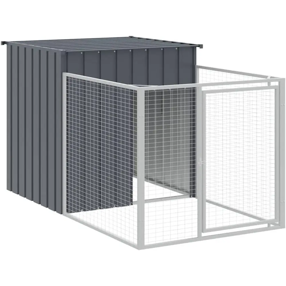 

- Dog House with Extended Run in Anthracite Color, Sturdy Galvanized nstruction, Ample Space, Mesh Design or Ventilation, Weathe
