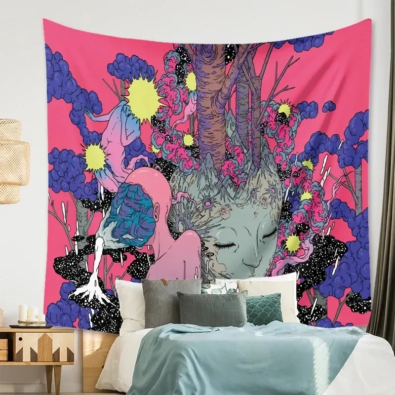 

Colorful Psychedlic Tapestry Hippie Room Wall Hanging Blanket Art Home Decor Psychedelic Background Tapestry 95x73CM dorm room