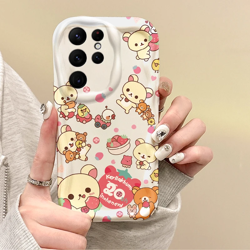 Hot Cartoon Rilakkuma Phone Case For Samsung Galaxy A50 A36 A35 A34 A33 A32 A24 A23 A22 A16 A12 A06 M55 M35 M14 Shockproof Cover