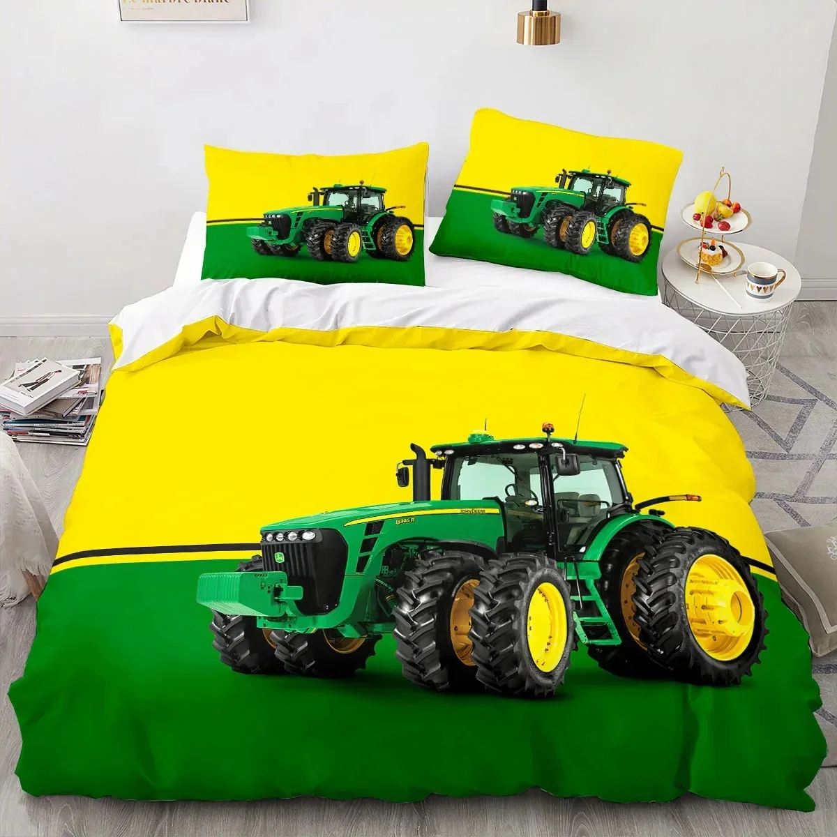 

Fashion Tractor Kart Bedding Set Double Twin King Duvet Cover Comforter Pillowcase Boys Girls Adults Bedroom