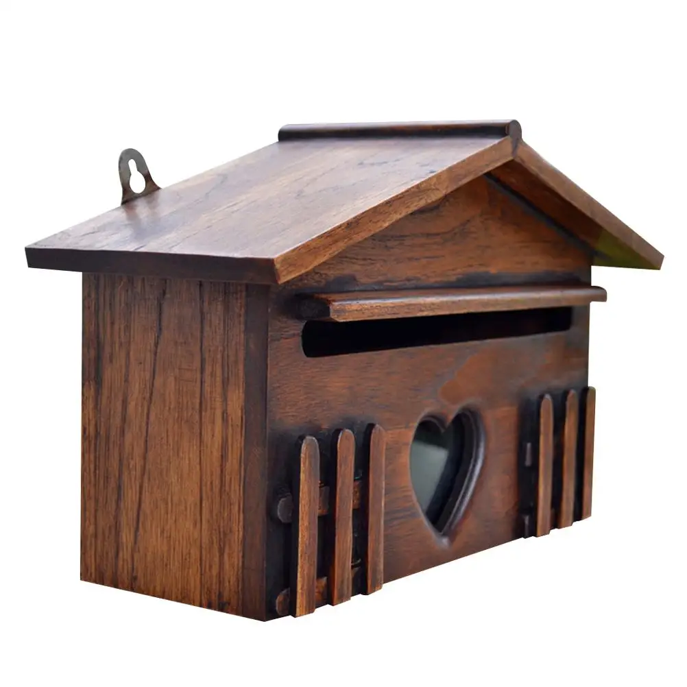 

Wooden Mailbox Letter Wall Mounted Decorate Outdoor Post Bamboo Rainproof Suggestion Durable