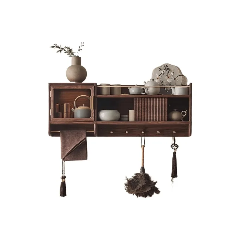 Solid wood hanging cabinets, North American black walnut wall shelves, wall-mounted wine racks, wall storage racks