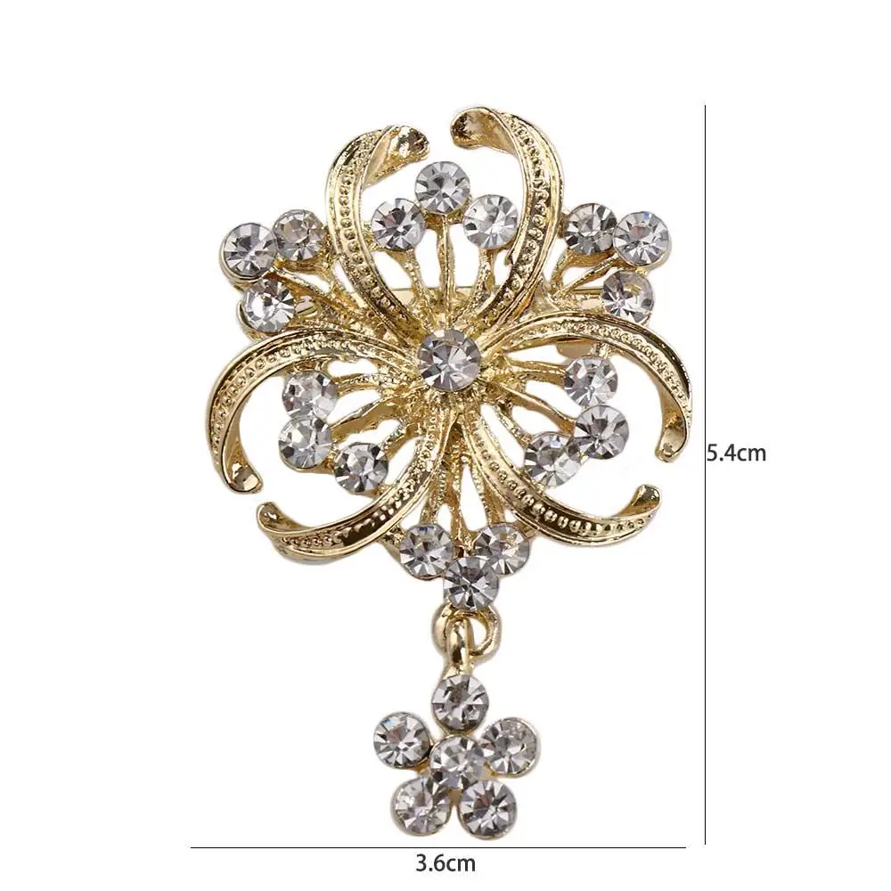 Bouquets Party Dress Rhinestone Prom Accessories Alloy Flower Drop Brooches Pins Wedding Pearl