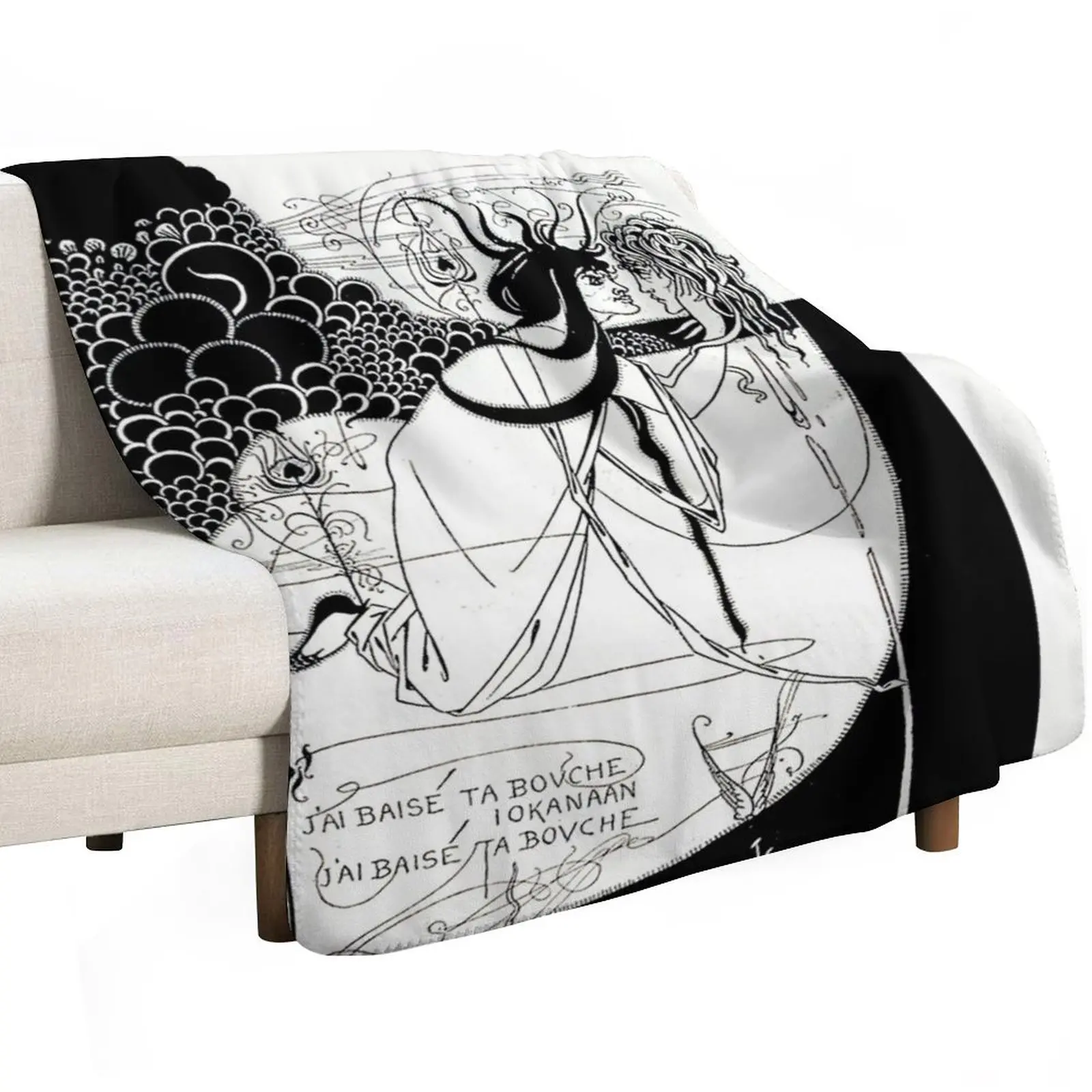 

HD. I kissed your mouth; from Salomé, by Aubrey Beardsley (1893) Throw Blanket Soft Furrys Moving Blankets