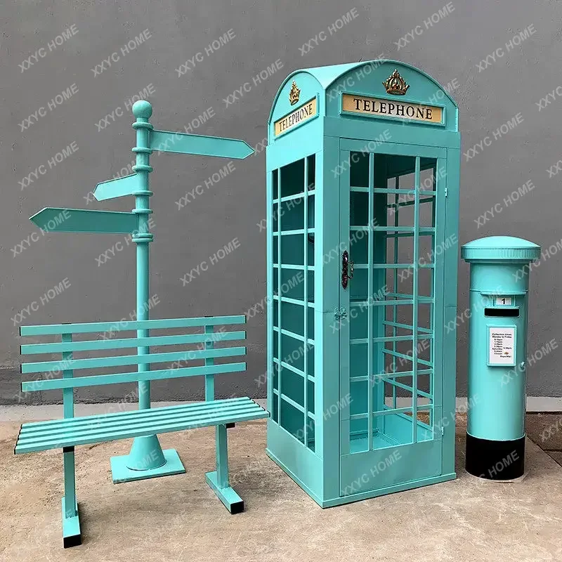 

Vintage Wrought Iron Crafts Internet Celebrity Store Phone Booth Large Outdoor Decorative Ornaments Photography Props Mailbo