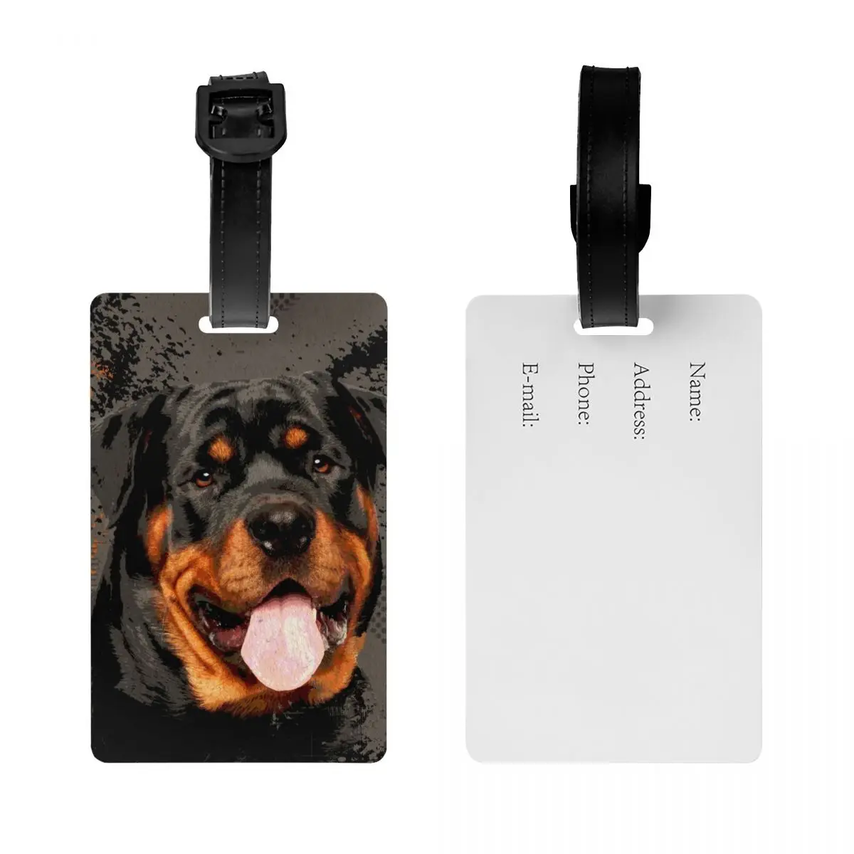 Rottweiler etiqueta de equipaje personalizada, Protección de Privacidad, Metzgerhund Rott Rottie Dog, etiquetas para bolsas de viaje, Maleta