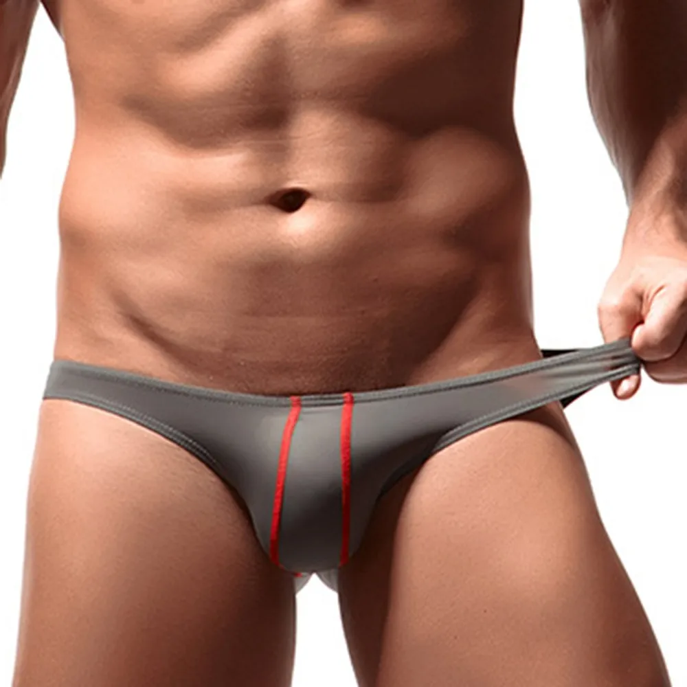 

Men Sexy U Convex Pouch Thong Briefs Thin Ice Silk Perspective G String Underpants Low Waist Bikini Underwear Jockstrap Lingerie