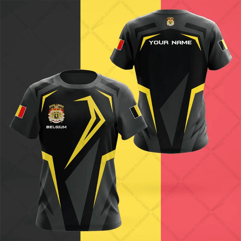 Customized Belgium Shield Sports Graphic T-shirts Summer Unisex Casual Home Clothing Short Sleeve Tops Soft Cool Fast Dry Jersey