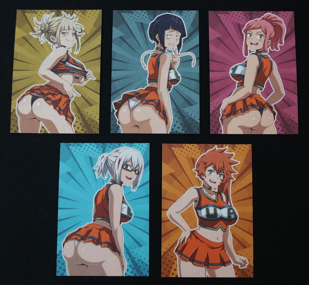 20pcs/set MHA Females Character Cards Sexy Girls Hero Ochaco Uraraka Momo Himiko Toga Nejire ACG Collections Frosted Paper Card