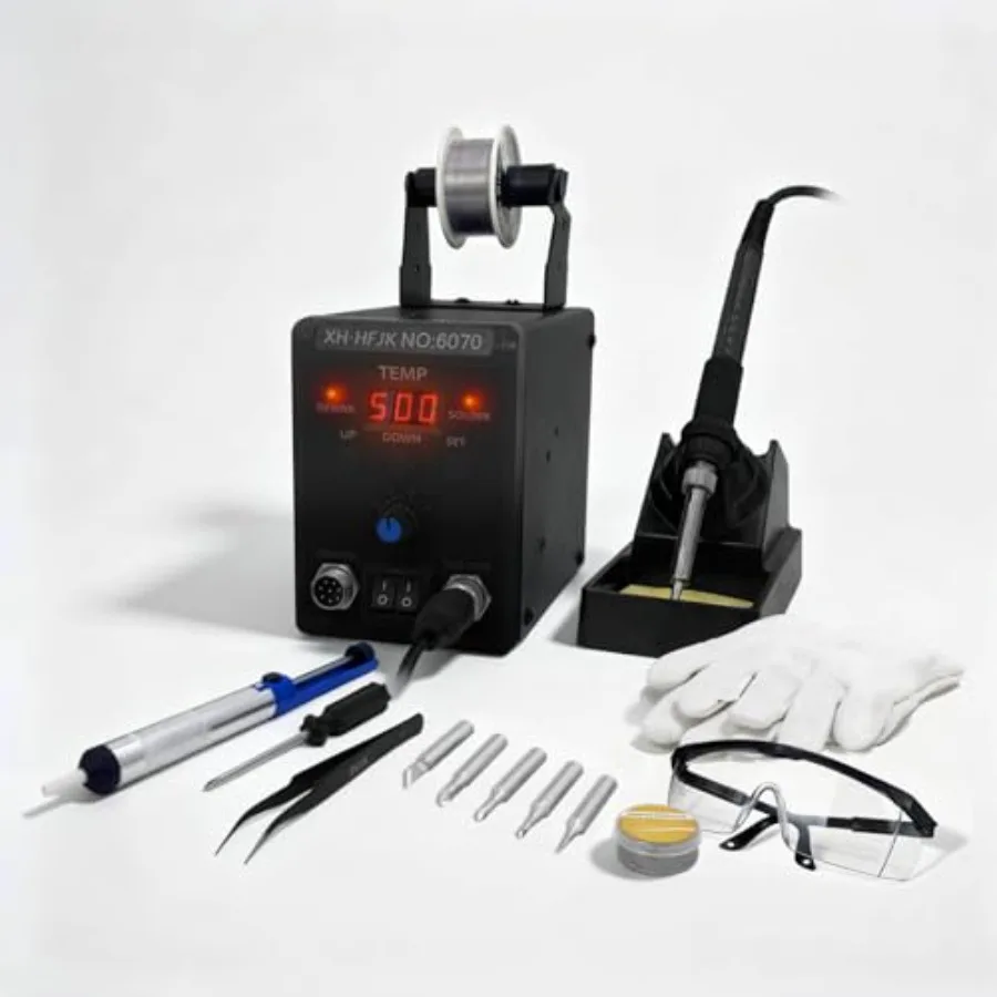 

Soldering Station with Iron 60W High-Frequency Soldering Iron For 1-2mm Soldering Wire Kit for PCB Repair and DIY Black Iron On