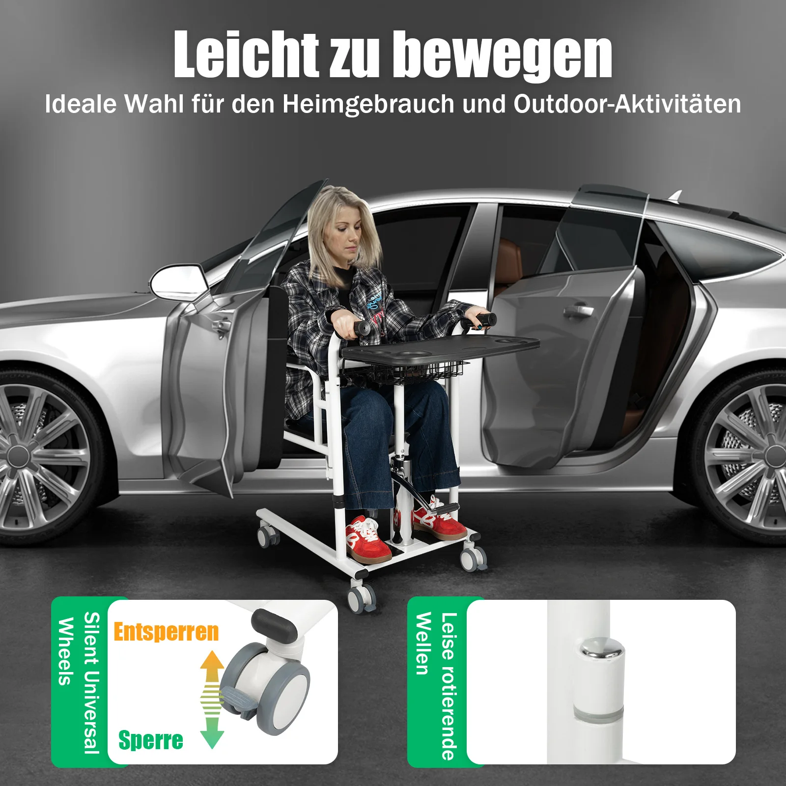 Transferstuhl, hydraulischer Patientenlift, verstellbare Hubhöhe für zu Hause, tragbarer Transport, Rollstuhl-Transferhilfe für ältere Menschen