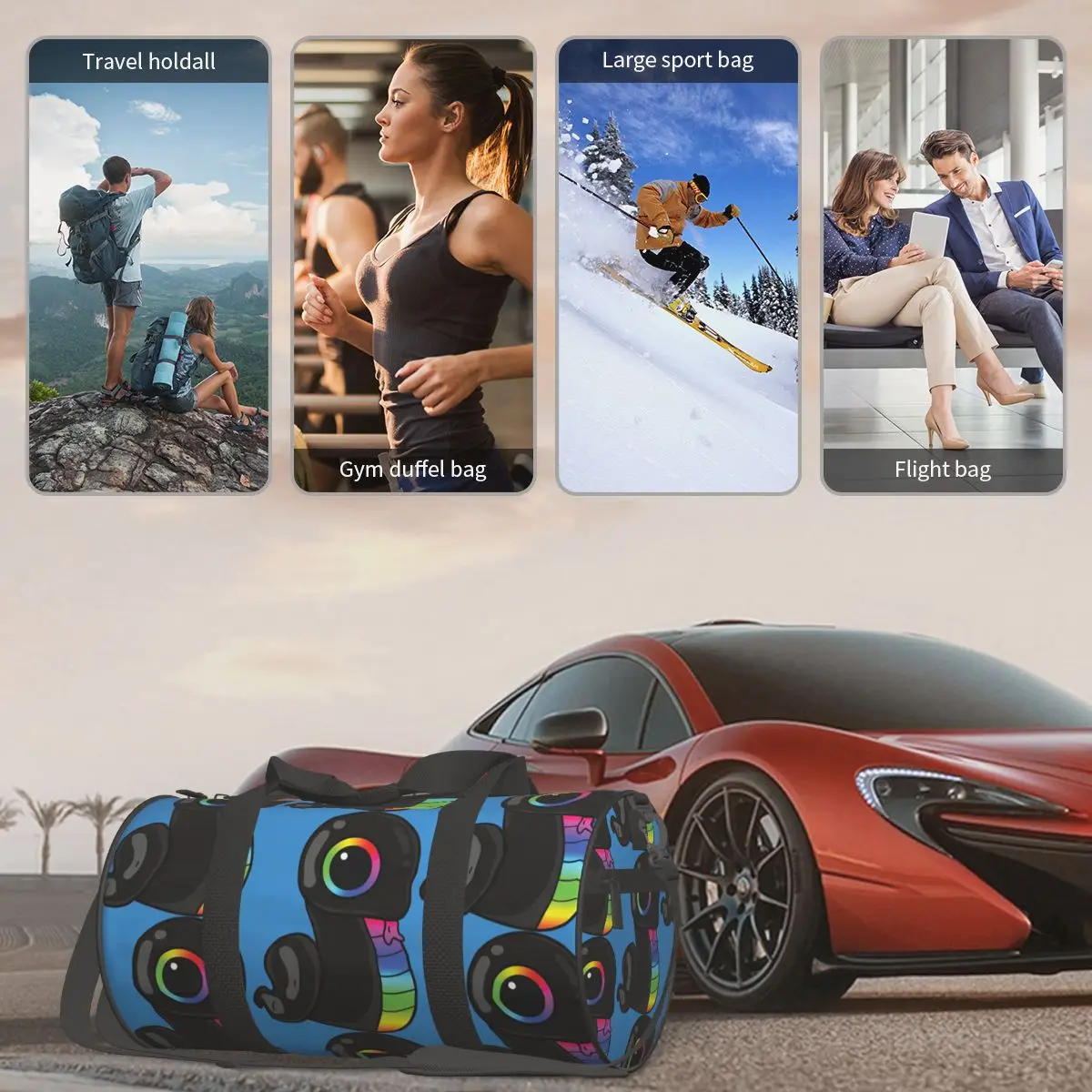 Sneki Snek Fan Design Razer RGB ملصق كبير واق من المطر حقيبة قاعة رياضة متعددة الوظائف واق من المطر حقائب السفر حقائب اللياقة البدنية