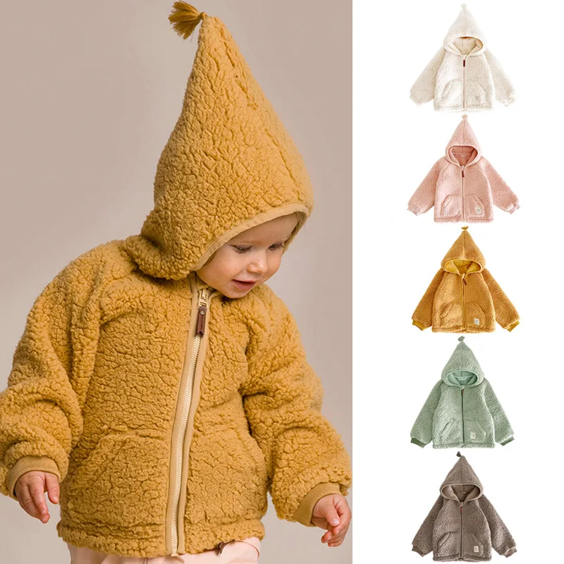 

Children's Jackets 2025 European Winter New Style Hooded Sweater Coats for Boys and Girls Baby Fleece Clothing