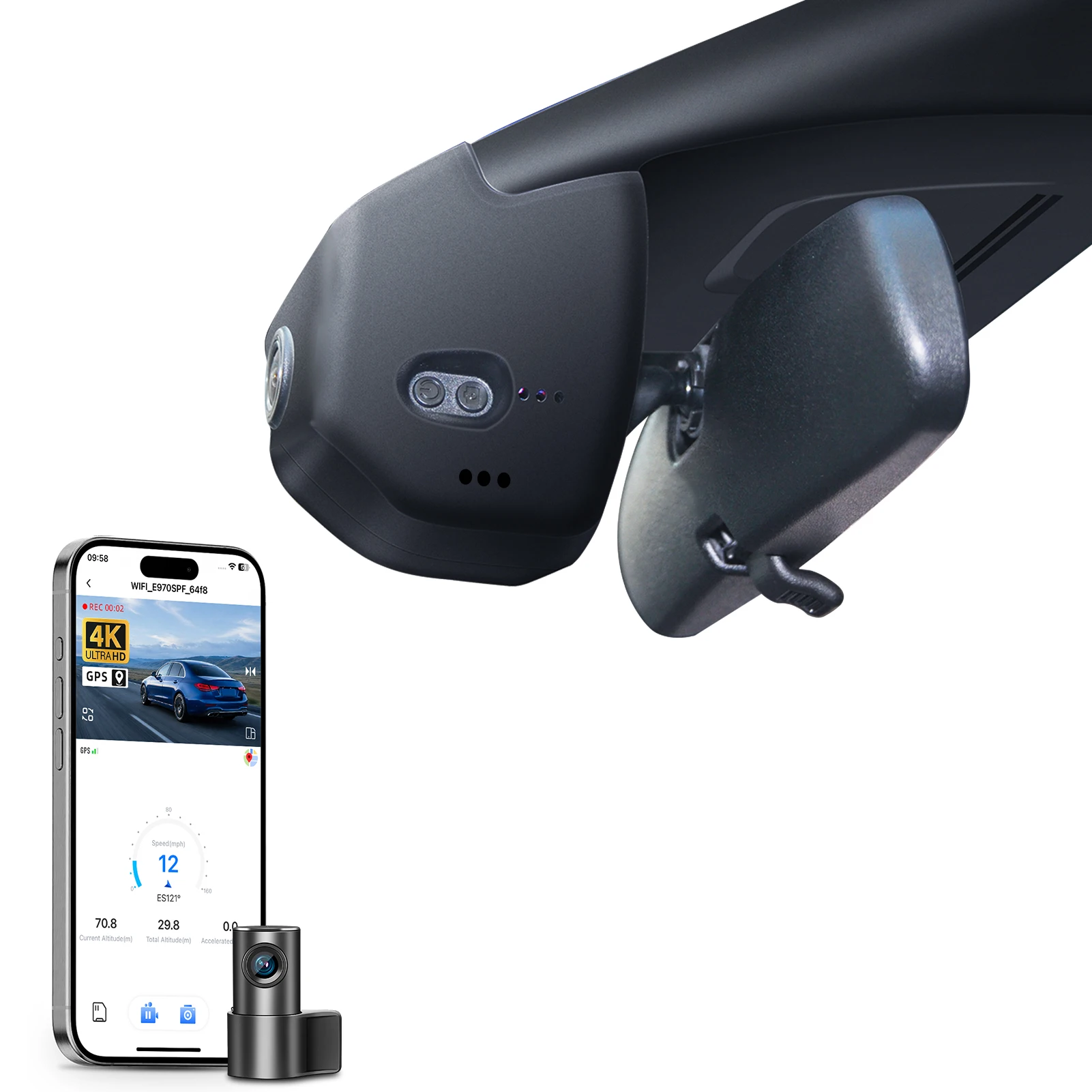 Cámara para Auto Mangoal 4K Dedicada para Honda Civic Hatchback Si SE ZE4 Insight, 2016-2026, con GPS, WiFi y Aplicación ﻿