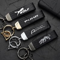 Car Keychain For PUMA ST Cougar Wolf MK3 MK4 MK5 MK6 Logo Carbon Fiber Leather Zinc Alloy Emblem Key Chain Accessories