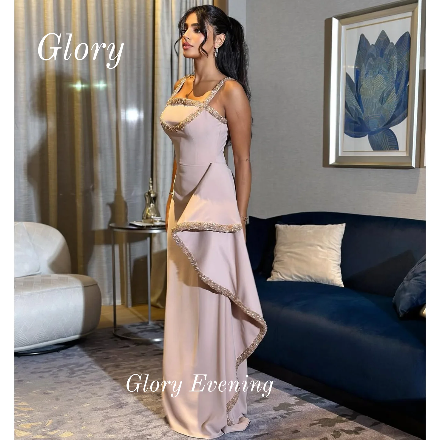 Robe de bal rose dubaï, paillettes perlées, robes de soirée Vintage, sans bretelles, robe d'anniversaire musulmane, personnalisée