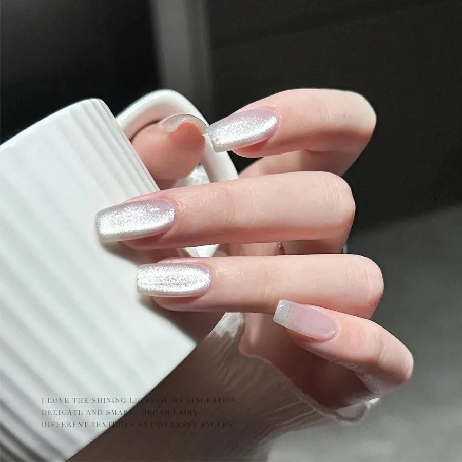 1pc 10ml Holographic Glitter Mirror Porcelain White Cat Eye Gel Polish Magnetic Galactic Effect Gel Nail Polish Soak Off UV LED 썸네일 4