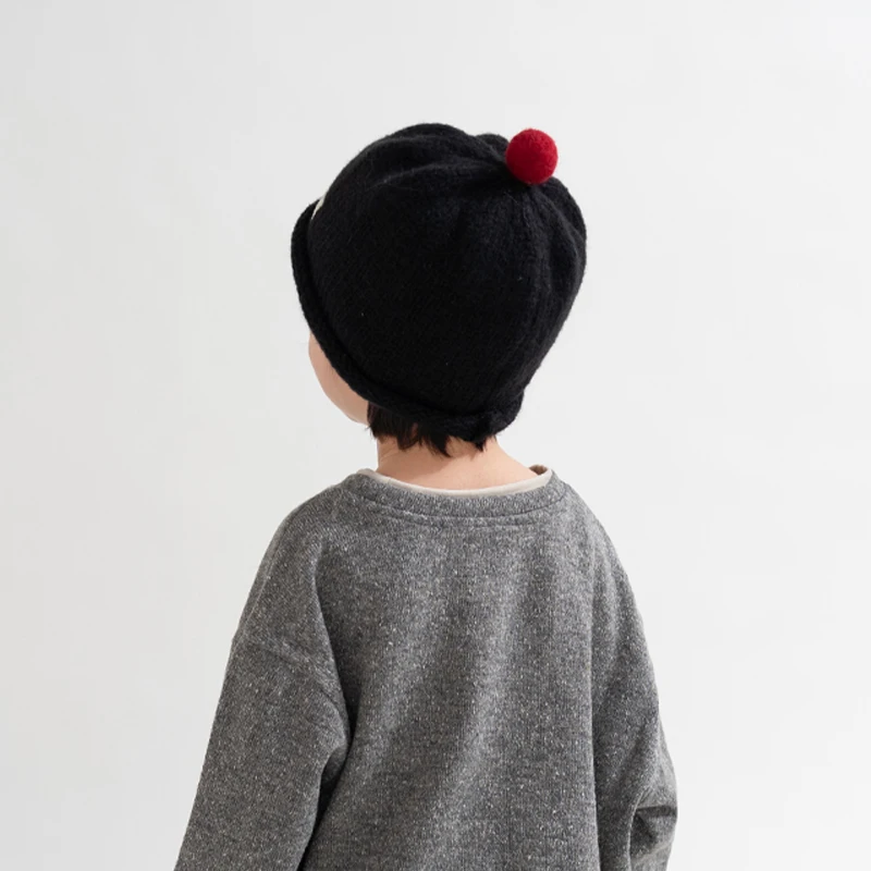 Gorro tejido en forma de melón para niños, gorro cálido con chupete para bebé, gorro de lana para propietario para niños y niñas, otoño e invierno