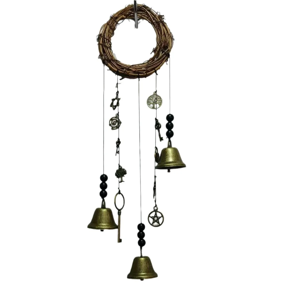 wiccan decor   Witch Wind Chimes Wreath Handmade Hanging Witch Bells Wiccan Magic Wind Chimes For Home Door