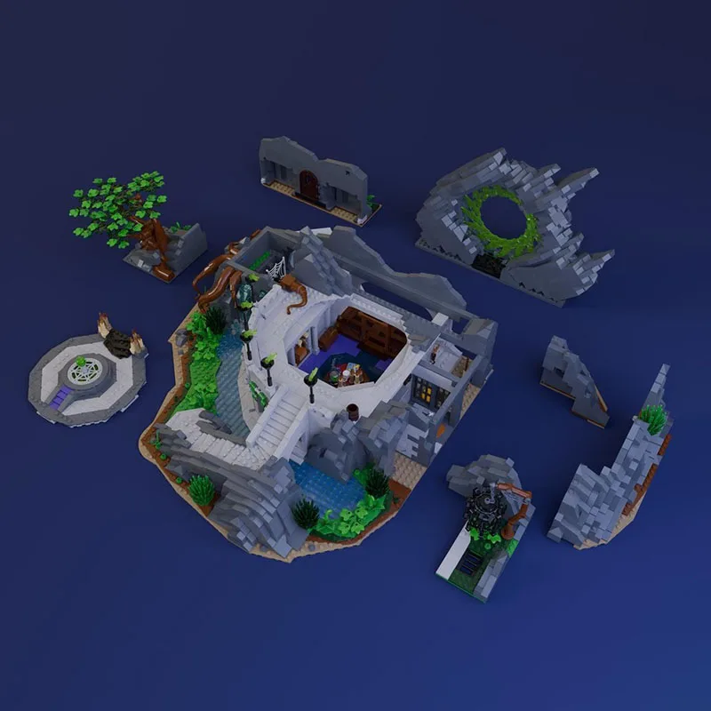 새로운 MOC 빌딩 블록 영화 장면 중세 성 건축 모델 어두운 문 모듈 형 어린이 장난감 선물 DIY 조립 세트